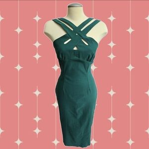 💎Voodoo Vixen "Lillian" Art Deco Wiggle Cocktail Dress In Teal - M